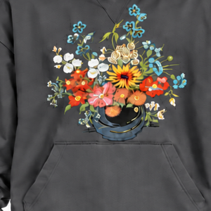 Sweat à capuche gris anthracite à motif floral coloré, coupe oversize, avec poche kangourou, style streetwear décontracté - Product Image 6