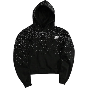 Sudadera con capucha de algodón para hombre, con pedrería y cristales personalizados, corte crop, oversize y hombro caído, al por mayor - Product Image 1