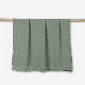 100% Cotton Eco-Friendly Spring Autumn Knitted Rectangle Solid Color <b>Throw</b> Customized Packaging Heirloom Baby <b>Blanket</b> in Vietnam - Product Image 3