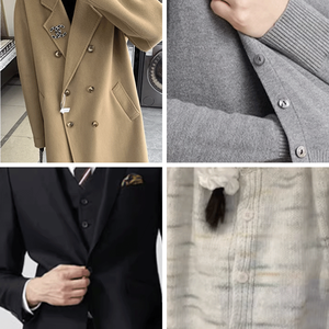 Premium Horn Buttons with <b>Sequins</b> Decoration 4-Holes Design for High-End Men Women's Outerwear-Windbreaker natural craft - Product Image 6