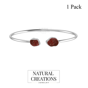 Premium 925 Sterling Silver Trendy Adjustable Bezel Set High Finish Twister <b>Bracelet</b> Bangles <b>Garnet</b> Rough Shape Party Gift Women - Product Image 1