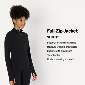 Women's Full Sleeve <b>Zip</b>-<b>Up</b> Yoga Jacket Stand Neck Solid Color Breathable Stretch Athletic Fit Regular Style Customized Jackets - Product Image 5