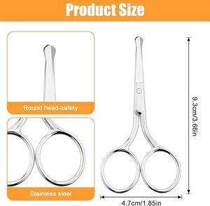 กรรไกรตัดขนจมูกและขนหูคุณภาพพรีเมียม ปลายปลอดภัยทำจากสแตนเลส เหมาะสำหรับผู้ชาย ผู้หญิง และใช้ในร้านเสริมสวย - Product Image 2