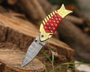 Nordic Forge Damascus Steel <b>Folding</b> <b>Knife</b> Leather Sheath Pakka Wood Handle Handmade Pocket EDC Hunting Camping <b>knife</b> OEM ODM - Product Image 2