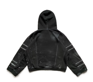 Sweat à capuche pour enfants coupe ample, épais 450 GSM, effet délavé soleil, imprimé éclaboussures de peinture, plusieurs fermetures éclair, personnalisable, collection printemps - Product Image 6