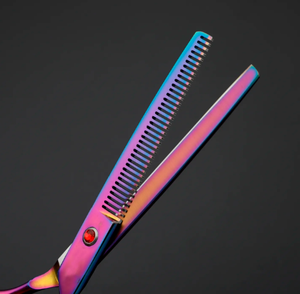 Kit de ciseaux à effiler de qualité supérieure couleur argent 6 pièces, magnifiques kits de barbier avec étui en cuir à fermeture éclair - Product Image 5