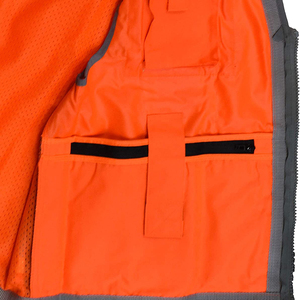 Gilet de sécurité haute visibilité orange pour homme, avec bandes réfléchissantes, en maille respirante, col rond, vêtement d'extérieur décontracté, tenue de travail estivale - Product Image 4