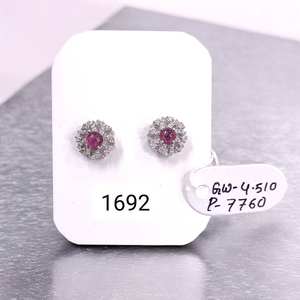 Tourmaline <b>Stud</b> <b>Earrings</b> with Diamonds in Sterling Silver <b>Fine</b> Jewelry - Product Image 1