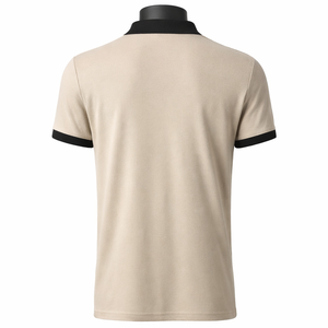 Polo de Golf Personalizado al por Mayor, Polo con Cuello en Contraste, Beige y Negro, Fabricante de Bordados e Impresiones Personalizadas - Product Image 2