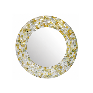 Round Mother of Pearl <b>Wall</b> <b>Mirror</b> | Handmade Sea Shell Decorative Vanity Accent <b>Mirror</b> | Luxury Home Living Room Bedroom Decor - Product Image 3