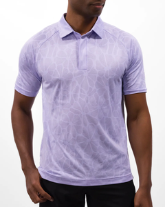 Custom <b>Men's</b> Light Purple Geometric Print Short Sleeve for Shirt Quick Dry Knitted Fabric Anti-Wrinkle Smart Casual Style - Product Image 2