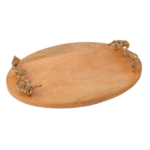 Ensemble de plateaux de service rectangulaires en bois faits à la main avec poignées en métal doré antique pour la décoration de la maison et l'utilisation en cuisine au prix le plus bas - Product Image 5