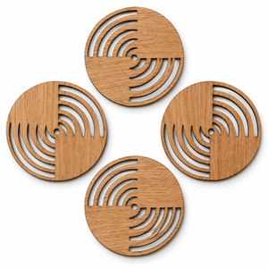 Wooden Coaster Set of 4 MDF Round Drink Coasters Heat Resistant <b>Table</b> <b>Protectors</b> Non Slip Base Modern Home Work Decor | Gift Set - Product Image 1