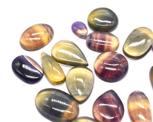 Vente en gros de cabochons en fluorite naturelle, lot en vrac de cabochons lisses en fluorite multicolore pour la fabrication de bijoux - Product Image 1