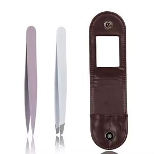 Juego de Pinzas para Pestañas Morje de Acero Inoxidable Quirúrgico de Precisión, Puntas Suaves con Estuche de Cuero para Uso Estético - Product Image 1