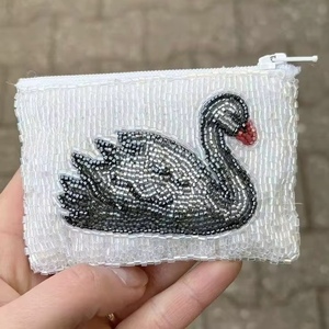 Vintage-style beaded embroidery coin pouch for daily use Full Handmade Beaded Coin Purse Accept Custom Design Bead - Product Image 2