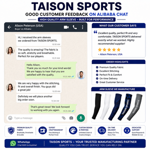 TAISON SPORTS - Mangas de Compresión Premium de Poliéster y Spandex, 220g, Elásticas, de Secado Rápido, Unisex, con Estampado Digital Azul Personalizado - Product Image 6