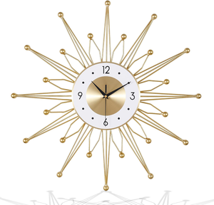 Large Gold Sunburst Metal <b>Wall</b> <b>Clock</b> Modern Decorative Starburst <b>Clock</b> with Arabic Numerals for <b>Living</b> <b>Room</b> Home Office Bedroom - Product Image 2