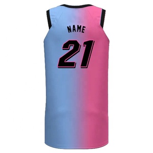 Custom Men Basketball Jersey Sleeveless Tank Top Sublimation Printed Team Uniform Light Blue Pink Gradient - Product Image 2
