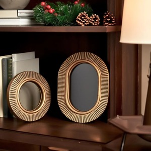 Elegant Gold Oval Wall Mirror Set For Bedroom Living Room Hallway Luxury Home Decor And Styling Modern Interior Accent Piece - Product Image 4