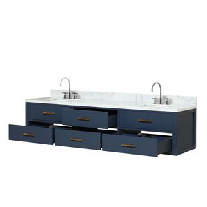 Blu 80 Pollici L X 22 Pollici Mobile Bagno Doppio con Top in Marmo di Carrara e Set Rubinetteria per Bagni Piccoli - Product Image 5