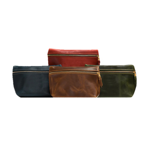 Genuine Leather Vintage Cosmetic <b>Case</b> with Zipper Closure Water Resistant Large Capacity Travel <b>Makeup</b> Organizer for Women Men - Product Image 3