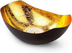 Support de bougie de luxe doré, bol décoratif, centre de table moderne pour la maison, finition feuille métallique, présentoir pour bougies chauffe-plat, pour une touche élégante - Product Image 4