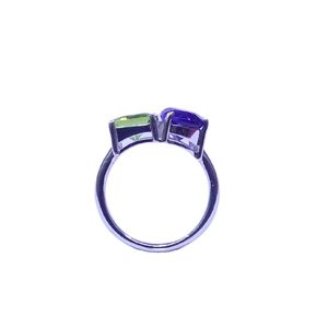 Anillo Clásico de Plata de Ley 925 Chapado en Oro con Gemas de Peridoto y Amatista para Mujer, Ideal para Bodas - Product Image 4