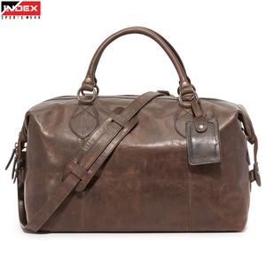 กระเป๋าเดินทางหนังสีน้ำตาลเข้มพรีเมียม สำหรับเดินทาง ออกกำลังกาย และใช้ในธุรกิจ มีสายสะพายไหล่ ขนาดใหญ่ จุของได้เยอะ - Product Image 1