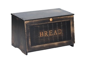 Caja de pan grande de madera para encimera de cocina, diseño retro, de una sola capa, contenedor de almacenamiento de alimentos de gran capacidad, color negro vintage. - Product Image 3