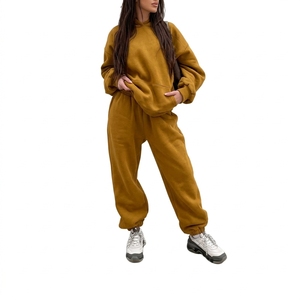 Women <b>Hooded</b> Cropped Tracksuit Drawstring Closure High Waist Wide Leg Pants Solid Waterproof Fashion Two Piece Athletic Matching - Product Image 3