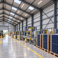 Atelier de production de panneaux solaires en acier préfabriqué, portes à enroulement, sol propre à grande portée pour l'assemblage de modules photovoltaïques et le stockage de produits finis