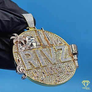 Colgante Redondo Personalizado con Nombre, Diseño de Joyería Hip Hop, Plata de Ley 925 con Diamantes Cultivados en Laboratorio VVS - Product Image 3