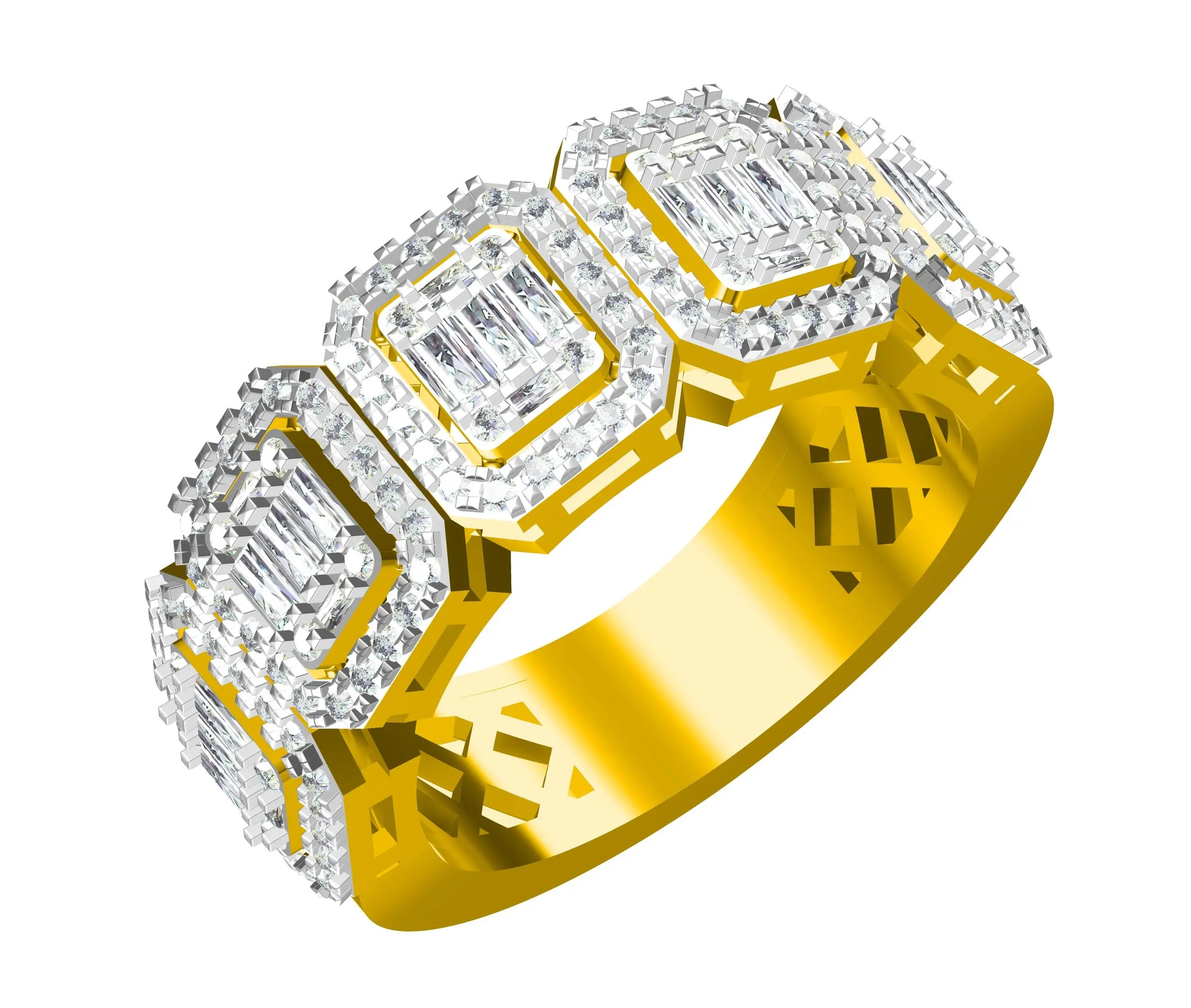 Мужские бриллиантовые кольца из желтого золота с натуральными бриллиантами