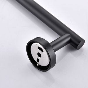 Juego de accesorios de baño negro mate de 4 piezas Herrajes de baño montados en la pared de acero inoxidable Incluye toalleros y barra - Product Image 1