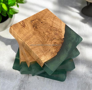 Juego de 4 Posavasos de Alta Calidad Premium para Comedor, Cuadrados, de Resina y Madera, con Diseño Ecológico Incrustado, para Hogar, Oficina y Hoteles - Product Image 2