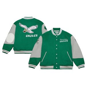 Custom Green Varsity Jacket Wool Leather Sleeves Embroidered Team Logo Snap <b>Button</b> Baseball Letterman Jacket Manufacturer Wholes - Product Image 1