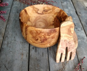 Bol à salade en bois écologique, cadeau de mariage, de Noël ou d'anniversaire pour elle ou lui, utilisation en cuisine - Product Image 4