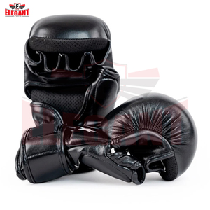 Buen Proveedor con Etiqueta Privada, Guantes de Artes Marciales Mixtas (MMA) de Piel Sintética Negra Sólida con Palma Abierta para Entrenamiento y Sparring - Product Image 2