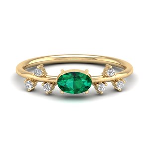 Bague de fiançailles REYES sur mesure en or massif 14 carats avec émeraude ovale de 0,75 carat, certifiée GRA, bijoux fins en moissanite - Product Image 6
