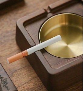 Cenicero de Lujo de Madera de Acacia con Tapa, Hecho a Mano, Rústico, Resistente al Calor, con Revestimiento Extraíble de Acero Inoxidable para el Hogar - Product Image 3