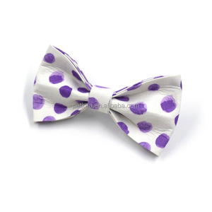 Accesorios de lujo para mascotas China elegante Lila púrpura lunares collar de perro Correa y pajarita conjunto con hebilla metálica de oro rosa - Product Image 5