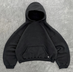 Pull-over 100% coton personnalisé, coupe oversize, sweat à capuche d'hiver en molleton imperméable, mélange de coton épais, coupe ample pour homme - Product Image 4
