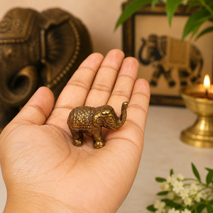 SHUBHAM Mini Figura de Elefante de Latón Sólido, Estatua de Elefante Hecha a Mano, Decoración para el Hogar, Oficina, Estante, Regalo de la Suerte - Product Image 3