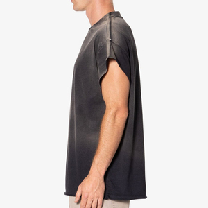 เสื้อยืดคอกลมโอเวอร์ไซส์ผู้ชาย ผ้าคอตตอนเจอร์ซีย์สีพื้น สไตล์ลำลอง - Product Image 5