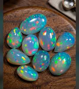 Ópalo Etíope Natural Cabujón, Gema Certificada por Terceros, Multicolor, Corte Brillante Redondo, Suelta para Joyería - Product Image 2