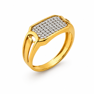 18ct Yellow Gold Diamond Cluster <b>Ring</b> for <b>Men</b> Luxury Geometric Statement Band Polished Finish Wedding Party Daily Wear Gift Jewe - Product Image 2