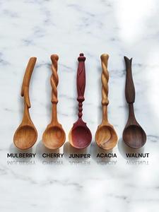 Cuillère à thé en bois, sans danger pour les aliments, en bois naturel, cuillère à café, à thé, à sucre, accessoire de cuisine poli pour la cuisson - Product Image 2