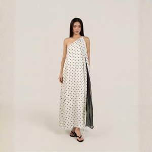 Vestidos de Verano Casuales Transpirables con Rayas Rectas, Asimétricos, de Poliéster, Tejido Sencillo, con Hombros Descubiertos, Holgados, Nuevos, OEM ODM - Product Image 1