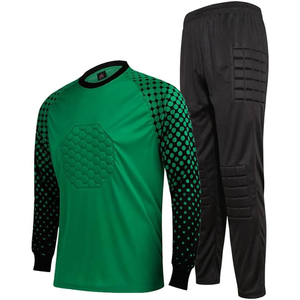 Custom Soccer Goalie Jersey <b>Pants</b> Set Men Green Black <b>Padded</b> Sublimated Full Sleeve Crew Neck All Seasons Adult Football Uniform - Product Image 1